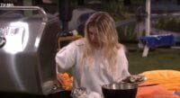 Leah cooking on grill everyone else waiting