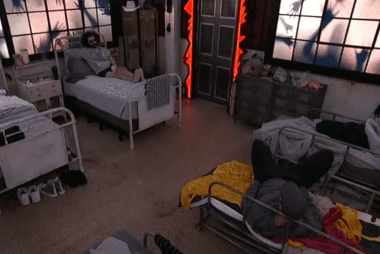 Hisam and Cam chat in the scary room