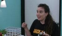 Brittany chatting game with Michael in the storage room