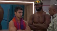 Joseph and Monte chatting with Terrance in the kitchen