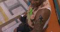 Terrance showing off one of his new tattoos