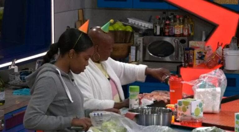 Felicia and Meme are making dinner and talking
