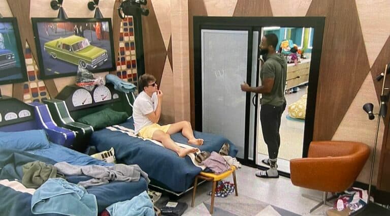 Monte, Kyle, Michael talking in bedroom