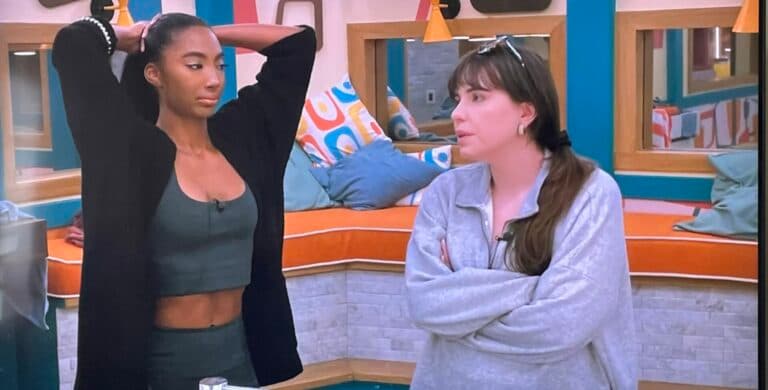Taylor and Brit talk in the bathroom