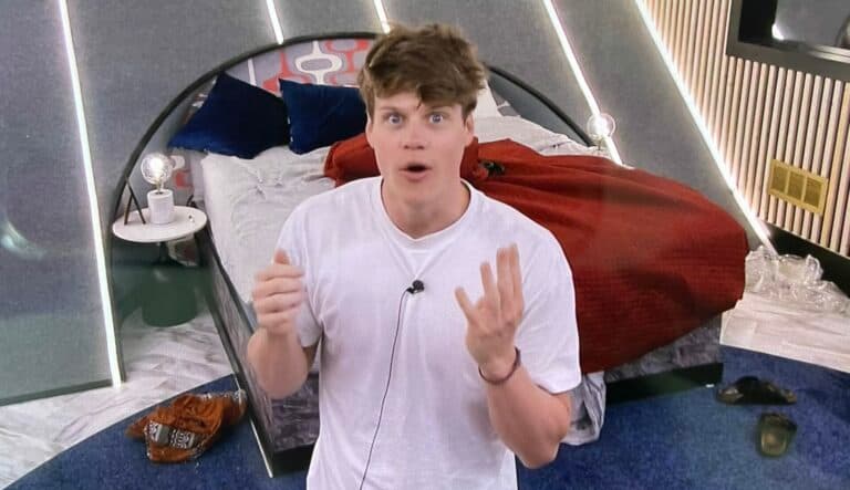 Kyle is reviewing his game with talking with the cameras