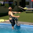 Adam falling into the pool